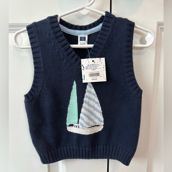Janie and Jack Infant Sailboat Sweater Vest NWT (Size 6-12 Months) - Picture 1 of 4